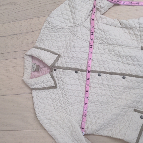 SIGRID OLSEN SPORT | Quilted Jacket | Cream Tan Trim | Size Medium - Picture 12 of 16